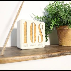 108 Laser Engraved Yoga Wooden Sign-Antique White